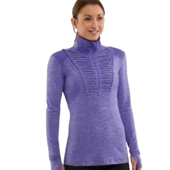 Lululemon purple striped run your heart out quarter zip jacket top size 2 - Picture 1 of 10
